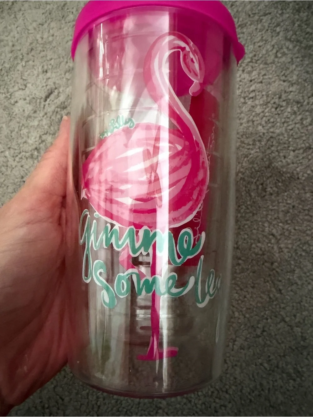 NIB Lilly Pulitzer Hot Pink Flamingo Insulated Tumbler with Pink Lid